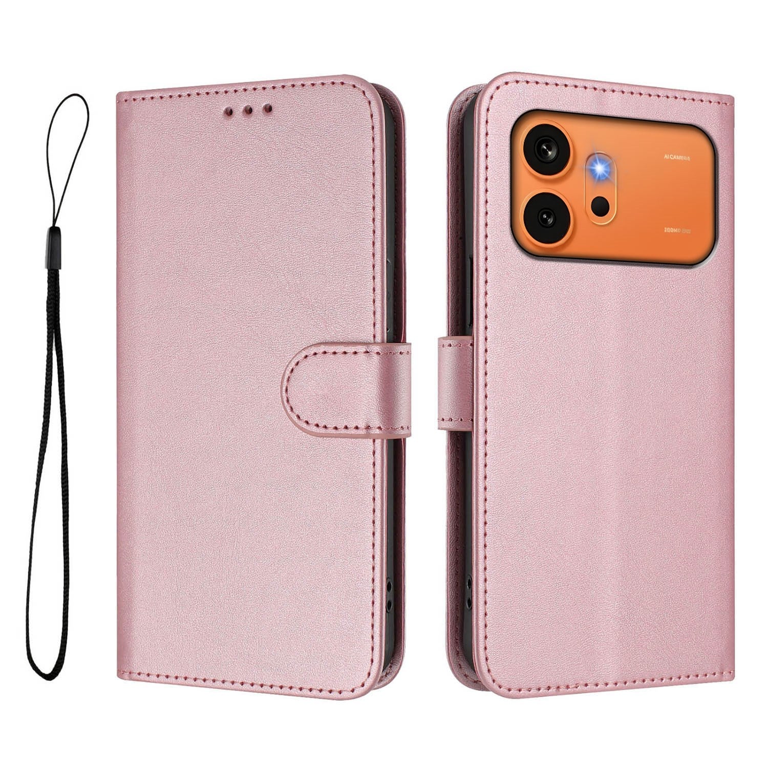 Honor 600 / 600 Pro EIDERWOOD Kunstlæder Flip Cover inkl. Strop - Lyserød