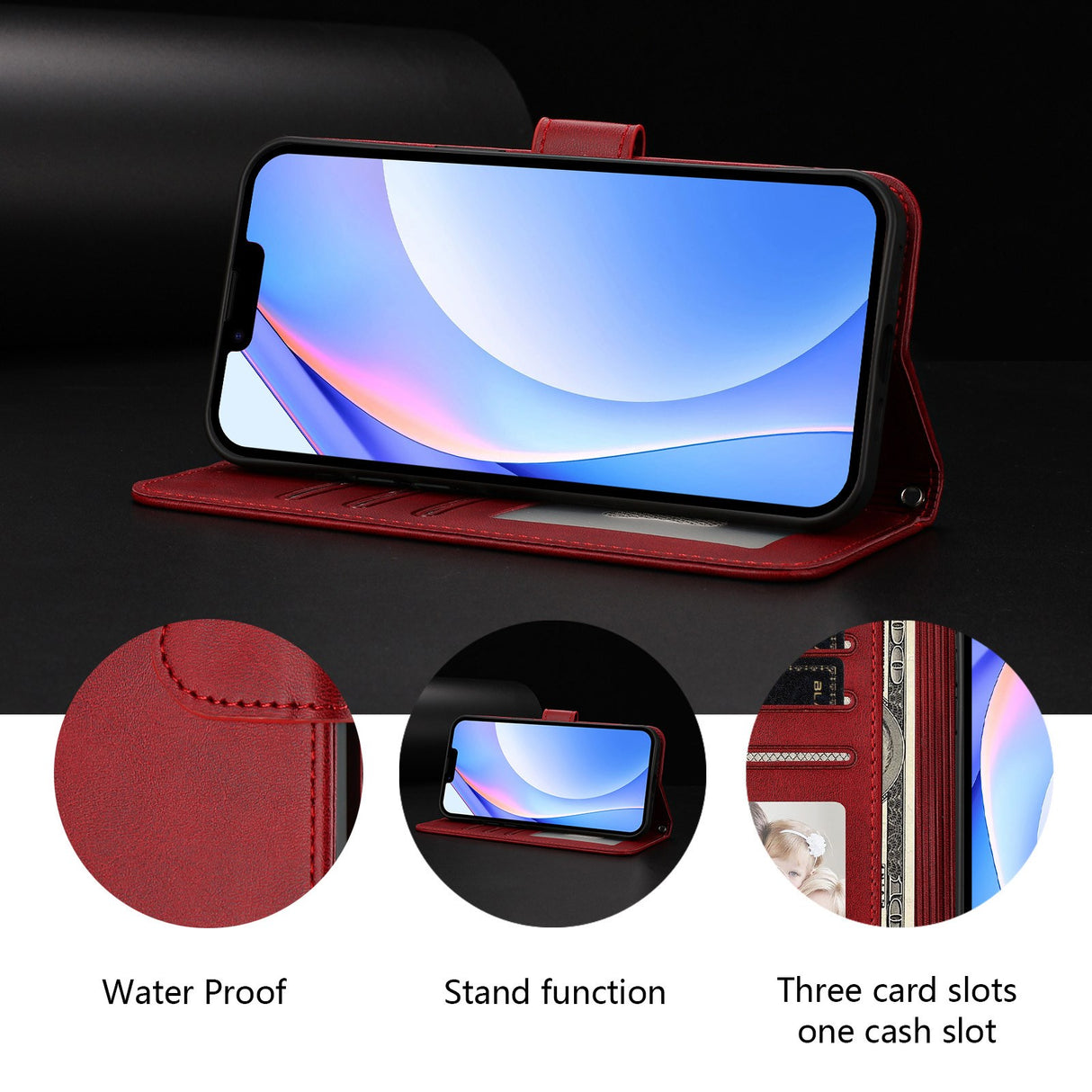 Honor 600 / 600 Pro EIDERWOOD Kunstlæder Flip Cover inkl. Strop - Rød