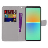 Sony Xperia 10 IV Læder Flip Cover m. Pung og Strop - Farverig Satin