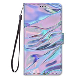 Sony Xperia 10 IV Læder Flip Cover m. Pung og Strop - Farverig Satin