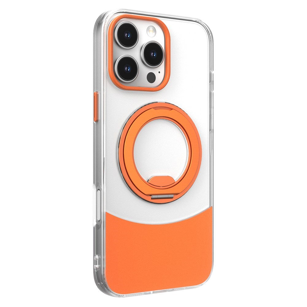 iPhone 15 EIDERWOOD Hybrid Mobilcover med Ståfunktion - MagSafe Kompatibel - Gennemsigtig / Orange