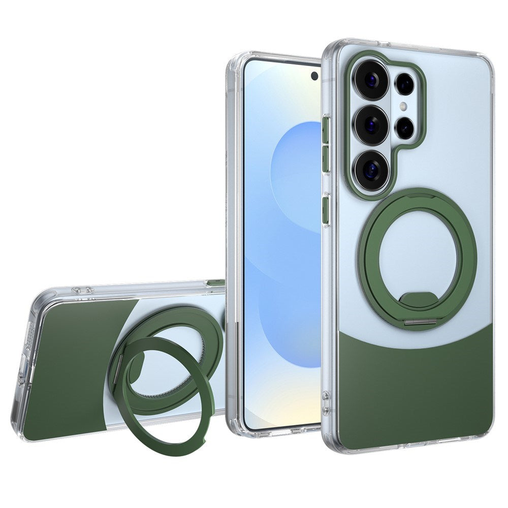 Samsung Galaxy S26 EIDERWOOD Hybrid Mobilcover med Ståfunktion - MagSafe Kompatibel - Gennemsigtig / Grøn