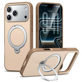iPhone 18 Pro / 17 Pro EIDERWOOD Hybrid Plast Bagside Cover m. Roterende Kickstand - MagSafe Kompatibel - Beige