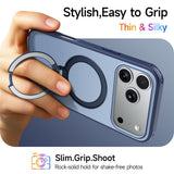 iPhone 18 Pro / 17 Pro EIDERWOOD Hybrid Plast Bagside Cover m. Roterende Kickstand - MagSafe Kompatibel - Blå