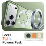 iPhone 18 Pro / 17 Pro EIDERWOOD Hybrid Plast Bagside Cover m. Roterende Kickstand - MagSafe Kompatibel - Grøn