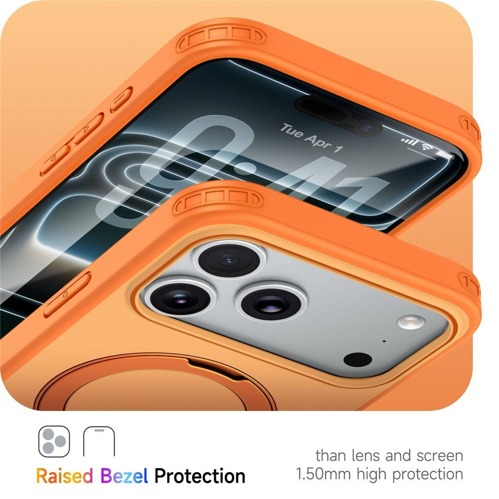 iPhone 18 Pro Max / 17 Pro Max EIDERWOOD Hybrid Plast Bagside Cover m. Roterende Kickstand - MagSafe Kompatibel - Orange