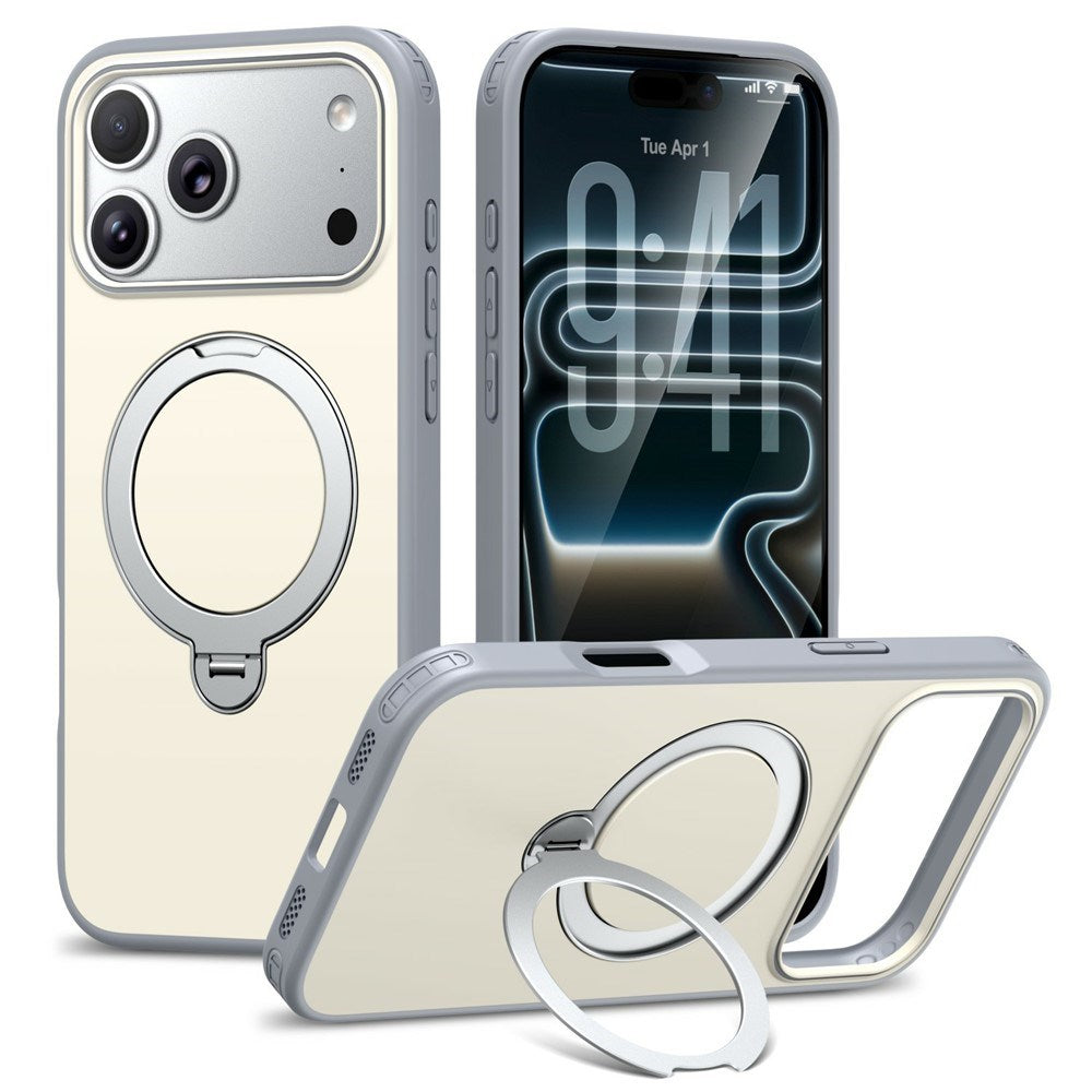 iPhone 18 Pro Max / 17 Pro Max EIDERWOOD Hybrid Plast Bagside Cover m. Roterende Kickstand - MagSafe Kompatibel - Hvid
