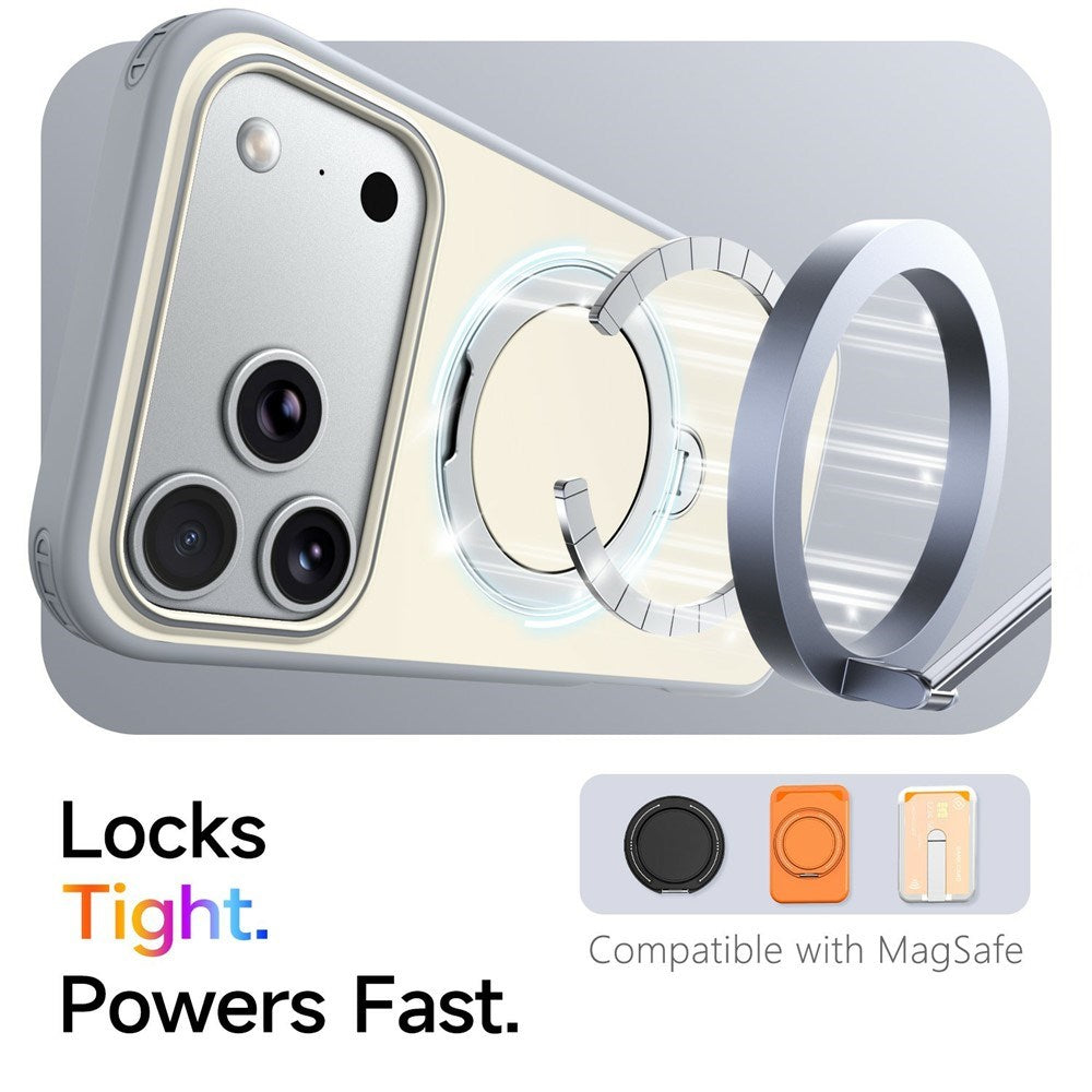 iPhone 18 Pro Max / 17 Pro Max EIDERWOOD Hybrid Plast Bagside Cover m. Roterende Kickstand - MagSafe Kompatibel - Hvid