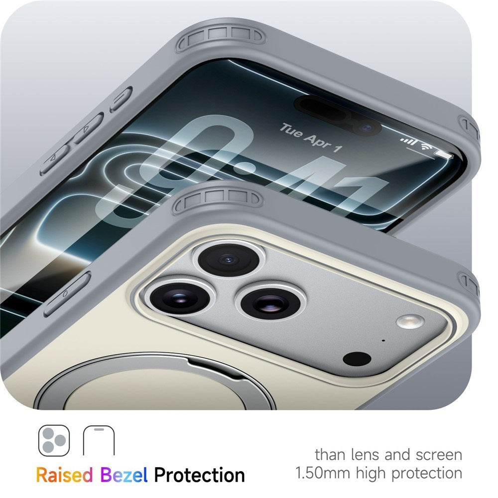 iPhone 18 Pro Max / 17 Pro Max EIDERWOOD Hybrid Plast Bagside Cover m. Roterende Kickstand - MagSafe Kompatibel - Hvid
