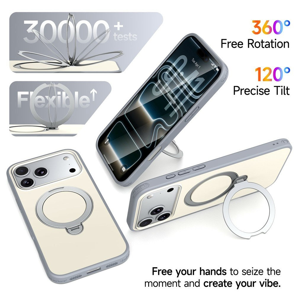 iPhone 18 Pro Max / 17 Pro Max EIDERWOOD Hybrid Plast Bagside Cover m. Roterende Kickstand - MagSafe Kompatibel - Hvid