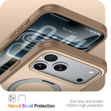 iPhone 18 Pro Max / 17 Pro Max EIDERWOOD Hybrid Plast Bagside Cover m. Roterende Kickstand - MagSafe Kompatibel - Beige