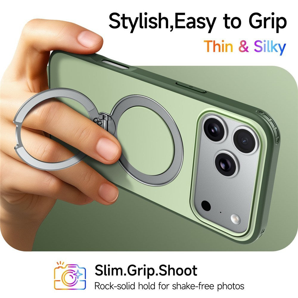 iPhone 18 Pro Max / 17 Pro Max EIDERWOOD Hybrid Plast Bagside Cover m. Roterende Kickstand - MagSafe Kompatibel - Grøn