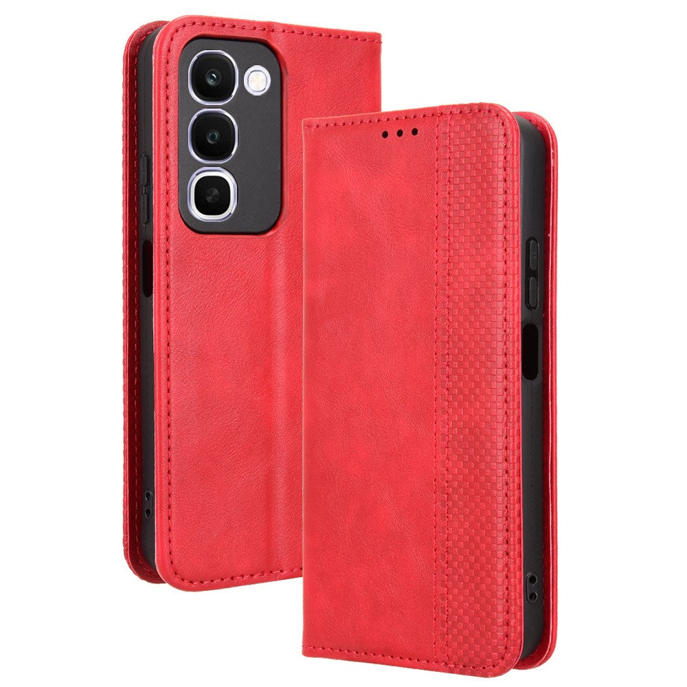 Realme C100 EIDERWOOD Kunstlæder Flip Cover m. Kortholder - Rød
