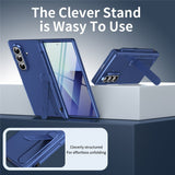 Samsung Galaxy Z Fold8 Hårdt Plast Bagside Cover m. Beskyttelsesglas & Kickstand - Mørkeblå