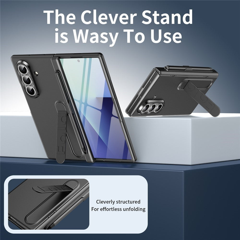 Samsung Galaxy Z Fold8 Hårdt Plast Bagside Cover m. Beskyttelsesglas & Kickstand - Grå