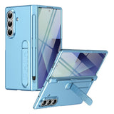 Samsung Galaxy Z Fold8 Hårdt Plast Bagside Cover m. Beskyttelsesglas & Kickstand - Lyseblå