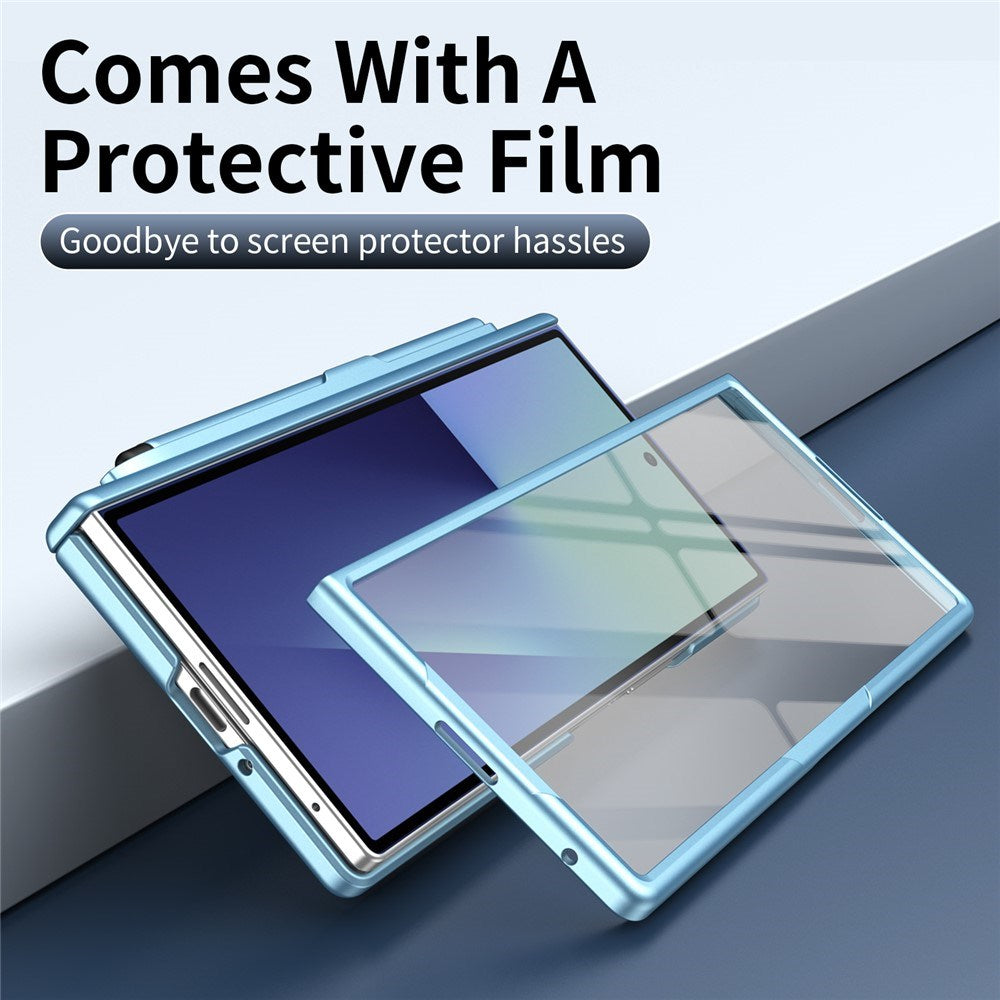 Samsung Galaxy Z Fold8 Hårdt Plast Bagside Cover m. Beskyttelsesglas & Kickstand - Lyseblå