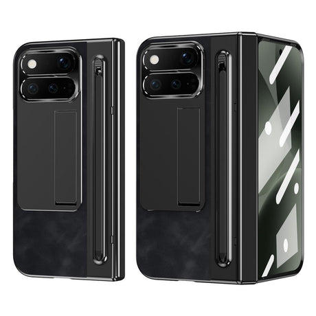 Google Pixel 11 Pro Fold EIDERWOOD Kunstlæder Mobilcover m. Hærdet Glas - Sort