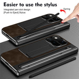 Google Pixel 11 Pro Fold EIDERWOOD Kunstlæder Mobilcover m. Hærdet Glas - Mørkebrun / Sort