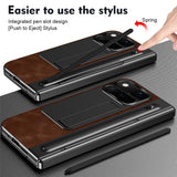Google Pixel 11 Pro Fold EIDERWOOD Kunstlæder Mobilcover m. Hærdet Glas - Brun / Sort