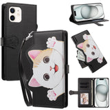 iPhone 12 / 12 Pro Flip Cover - 3D Katteører - Kortholder - Ståfunktion - Sort