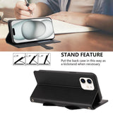 iPhone 12 / 12 Pro Flip Cover - 3D Katteører - Kortholder - Ståfunktion - Sort