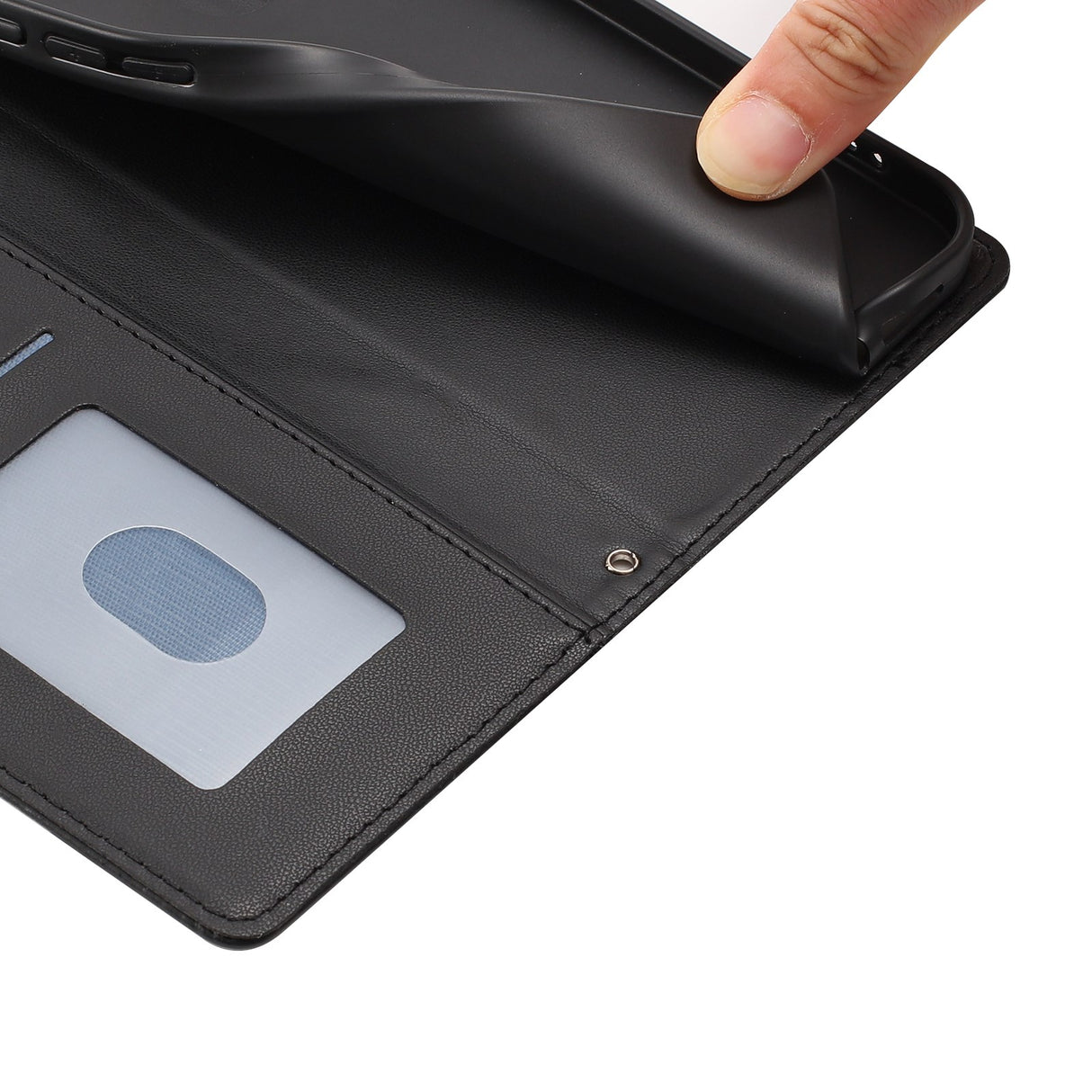 iPhone 14 / 13 Flip Cover - 3D Katteører - Kortholder - Ståfunktion - Sort