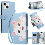 iPhone 14 / 13 Flip Cover - 3D Katteører - Kortholder - Ståfunktion - Blå