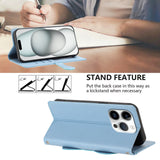 iPhone 16 Pro Flip Cover - 3D Katteører - Kortholder - Ståfunktion - Blå