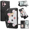 iPhone 16 Flip Cover - 3D Katteører - Kortholder - Ståfunktion - Sort