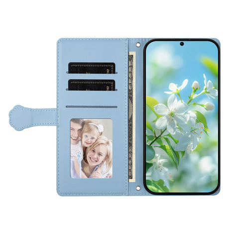iPhone 16 Flip Cover - 3D Katteører - Kortholder - Ståfunktion - Blå