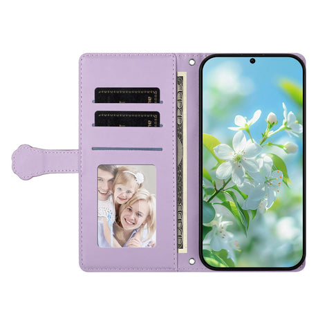 iPhone 16 Flip Cover - 3D Katteører - Kortholder - Ståfunktion - Lilla