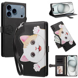 iPhone 18 Pro / 17 Pro Flip Cover - 3D Katteører - Kortholder - Ståfunktion - Sort