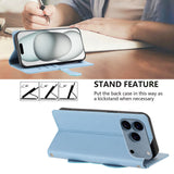 iPhone 18 Pro / 17 Pro Flip Cover - 3D Katteører - Kortholder - Ståfunktion - Blå