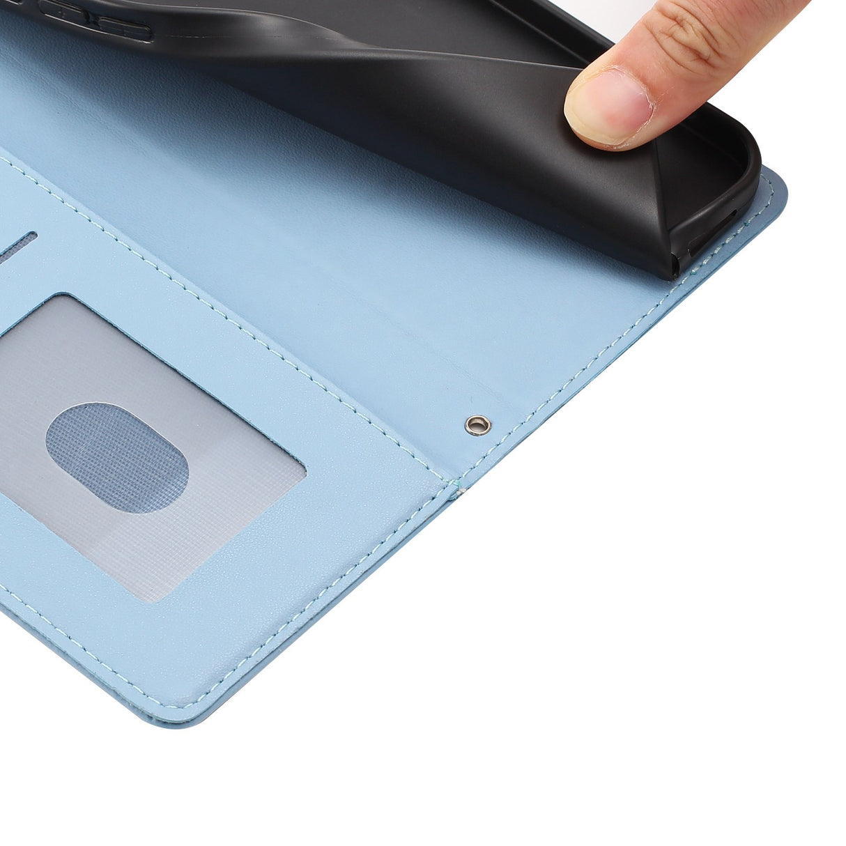 iPhone 17e / 16e Flip Cover - 3D Katteører - Kortholder - Ståfunktion - Blå