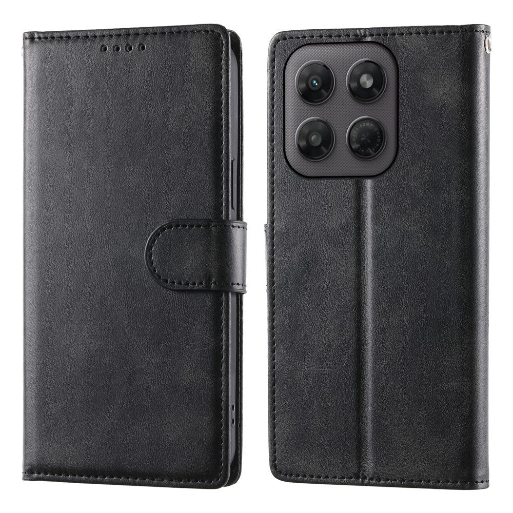 Motorola Moto G47 / G37 EIDERWOOD Læder Flip Cover m. Pung & Strop - Sort