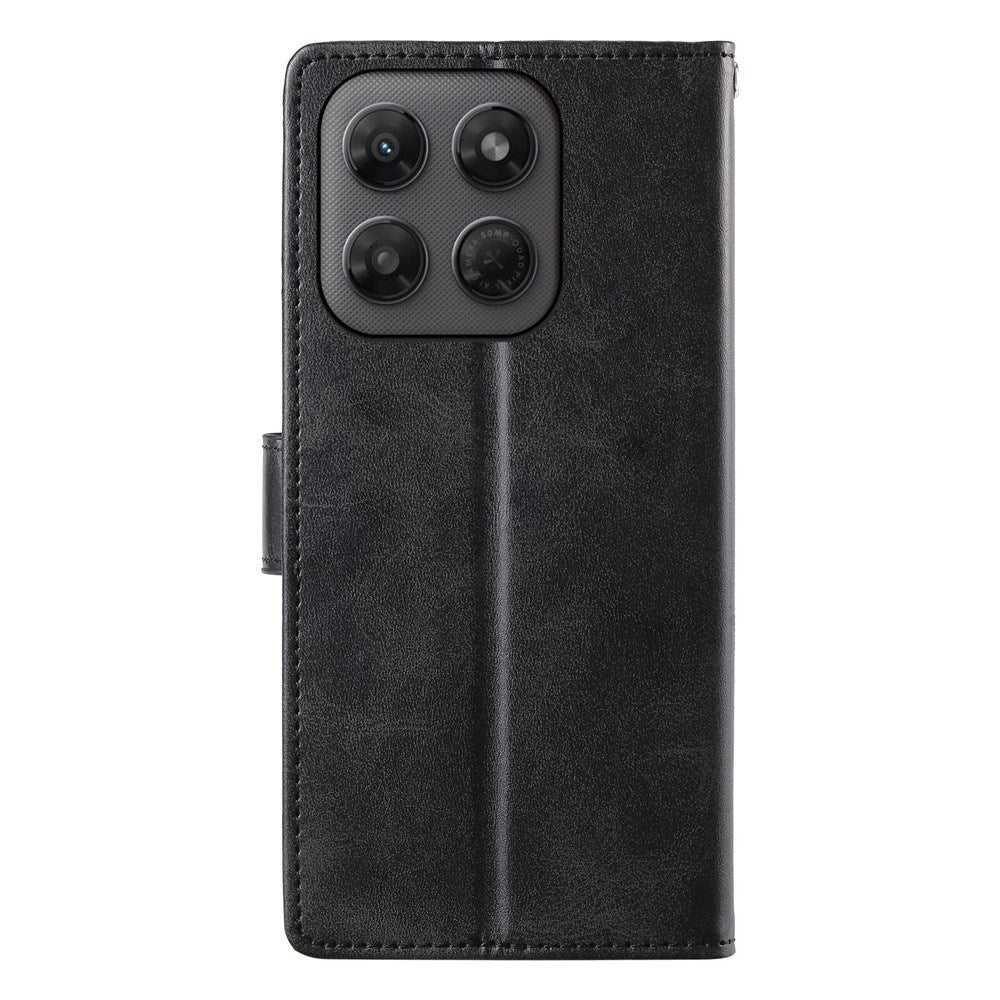 Motorola Moto G47 / G37 EIDERWOOD Læder Flip Cover m. Pung & Strop - Sort