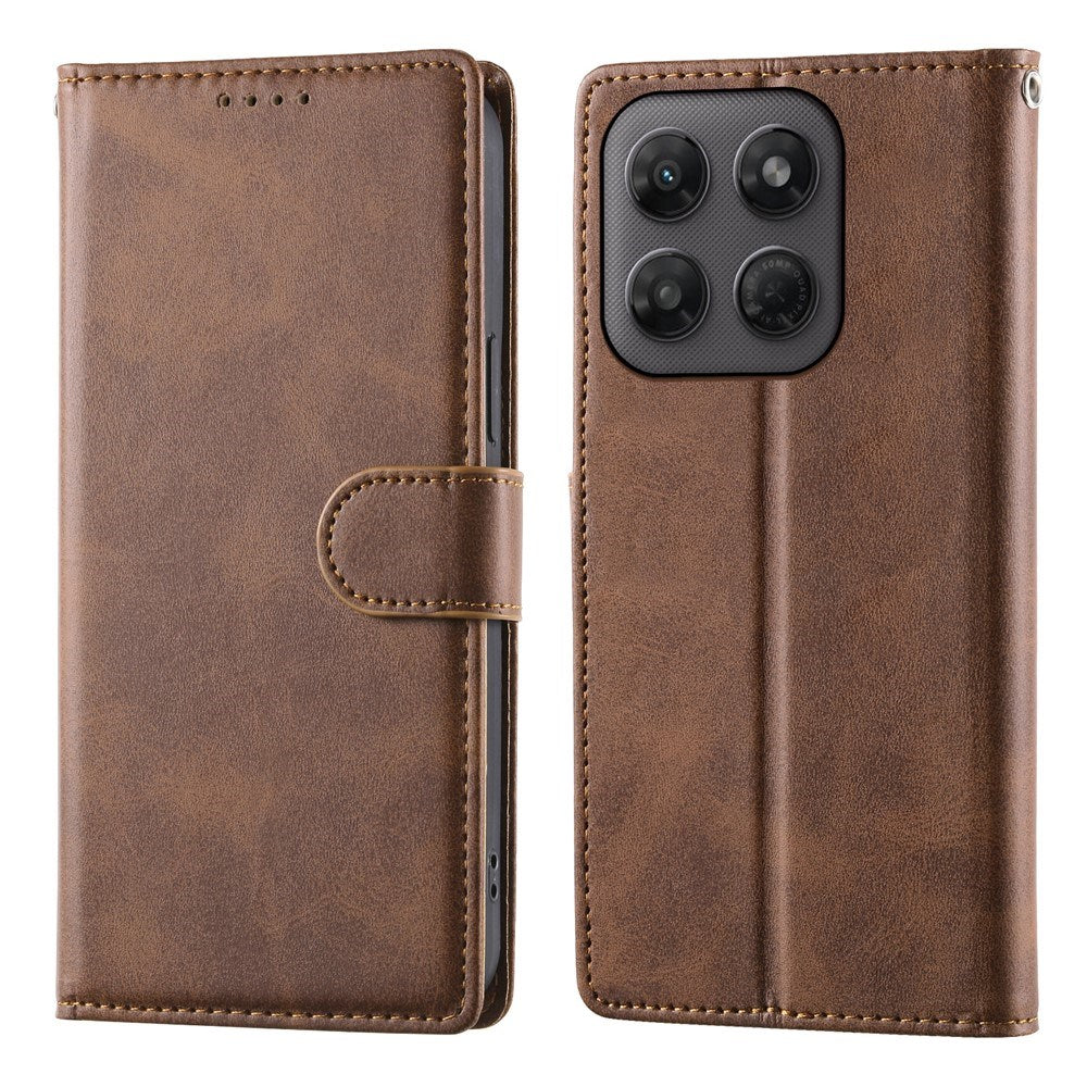Motorola Moto G47 / G37 EIDERWOOD Læder Flip Cover m. Pung & Strop - Brun