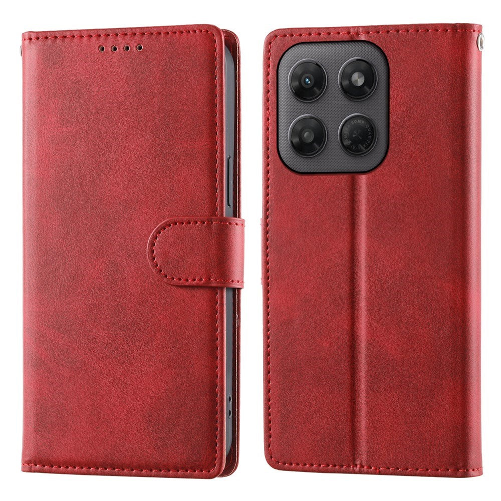 Motorola Moto G47 / G37 EIDERWOOD Læder Flip Cover m. Pung & Strop - Rød