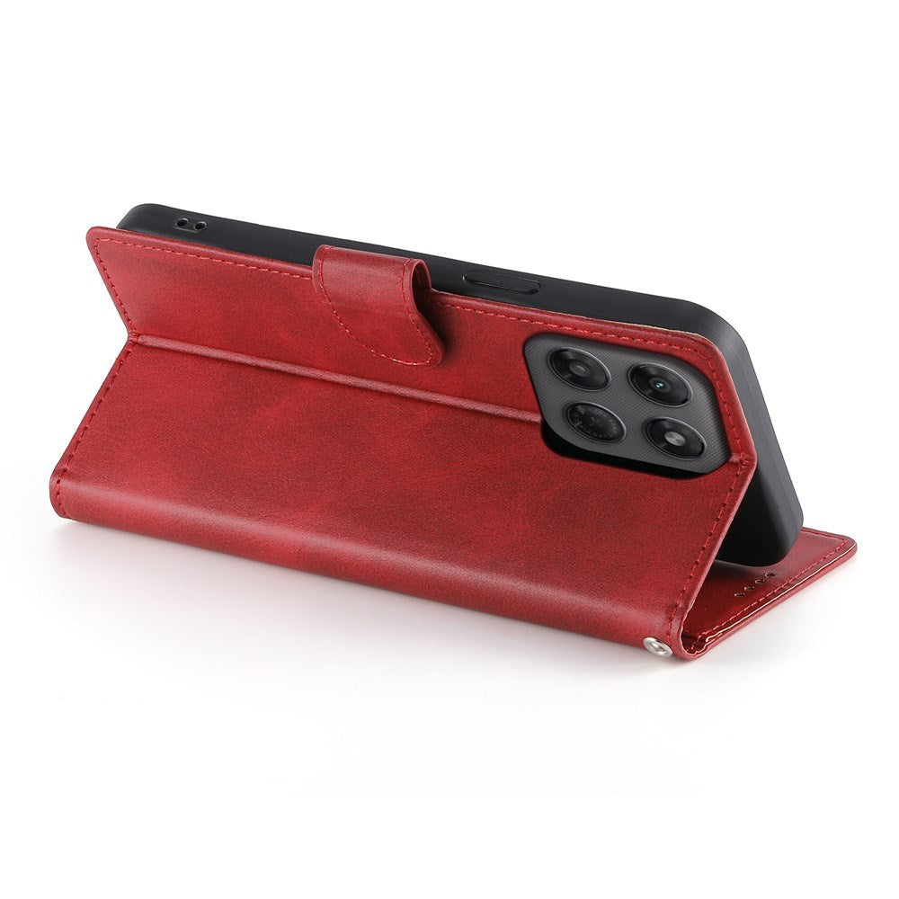 Motorola Moto G47 / G37 EIDERWOOD Læder Flip Cover m. Pung & Strop - Rød