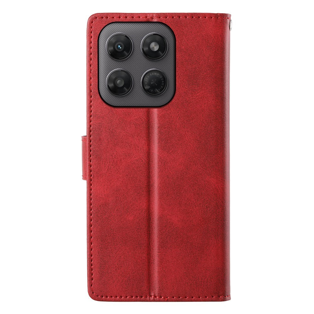 Motorola Moto G47 / G37 EIDERWOOD Læder Flip Cover m. Pung & Strop - Rød