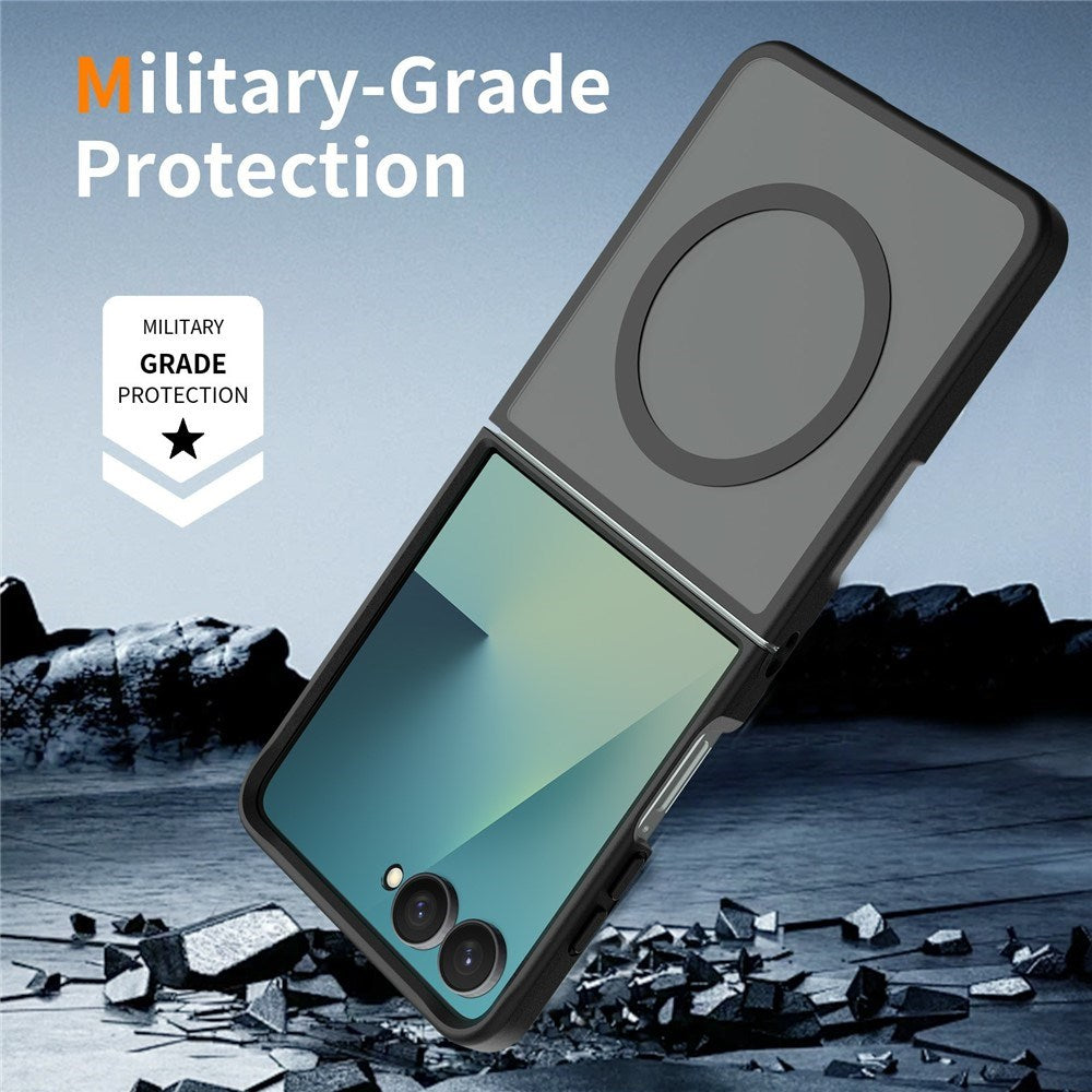 Samsung Galaxy Z Flip8 Mat Fleksibelt Plast Bagside Cover - MagSafe Kompatibel - Sort