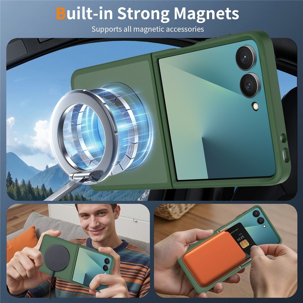 Samsung Galaxy Z Flip8 Mat Fleksibelt Plast Bagside Cover - MagSafe Kompatibel - Grøn