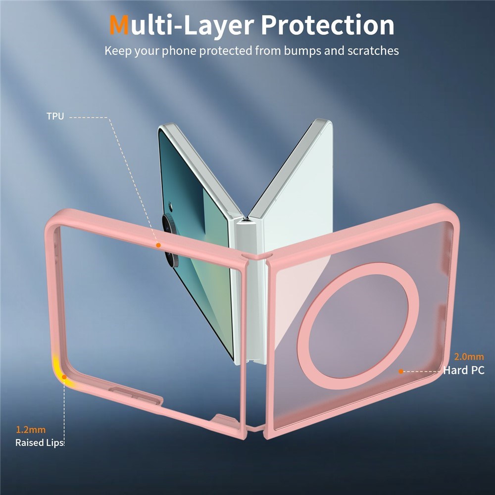 Samsung Galaxy Z Flip8 Mat Fleksibelt Plast Bagside Cover - MagSafe Kompatibel - Lyserød