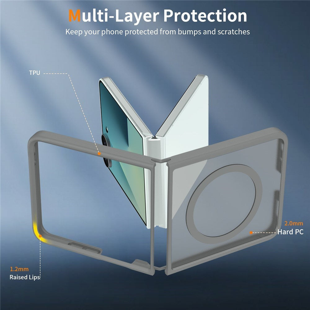 Samsung Galaxy Z Flip8 Mat Fleksibelt Plast Bagside Cover - MagSafe Kompatibel - Grå