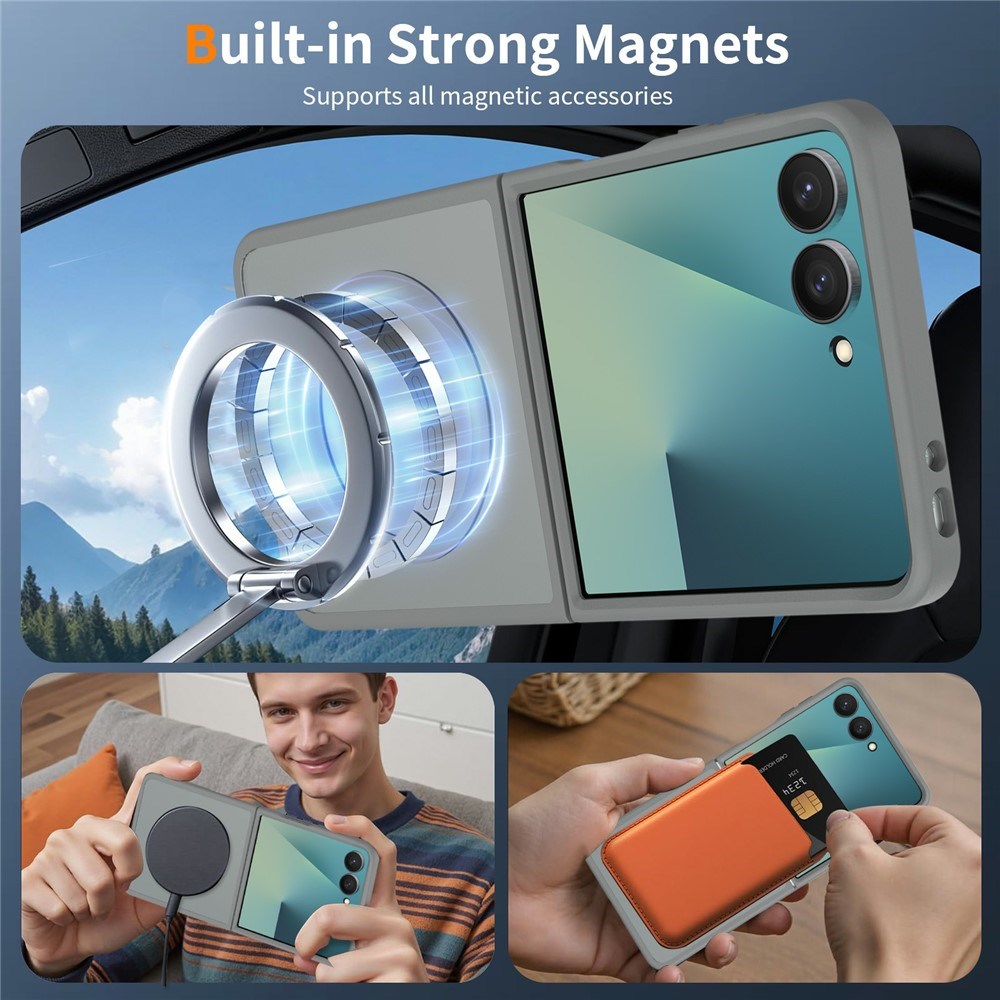 Samsung Galaxy Z Flip8 Mat Fleksibelt Plast Bagside Cover - MagSafe Kompatibel - Grå