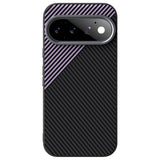 Google Pixel 11 ABEEL Hybrid Mobilcover m. Karbonfibretekstur - Sort / Lilla