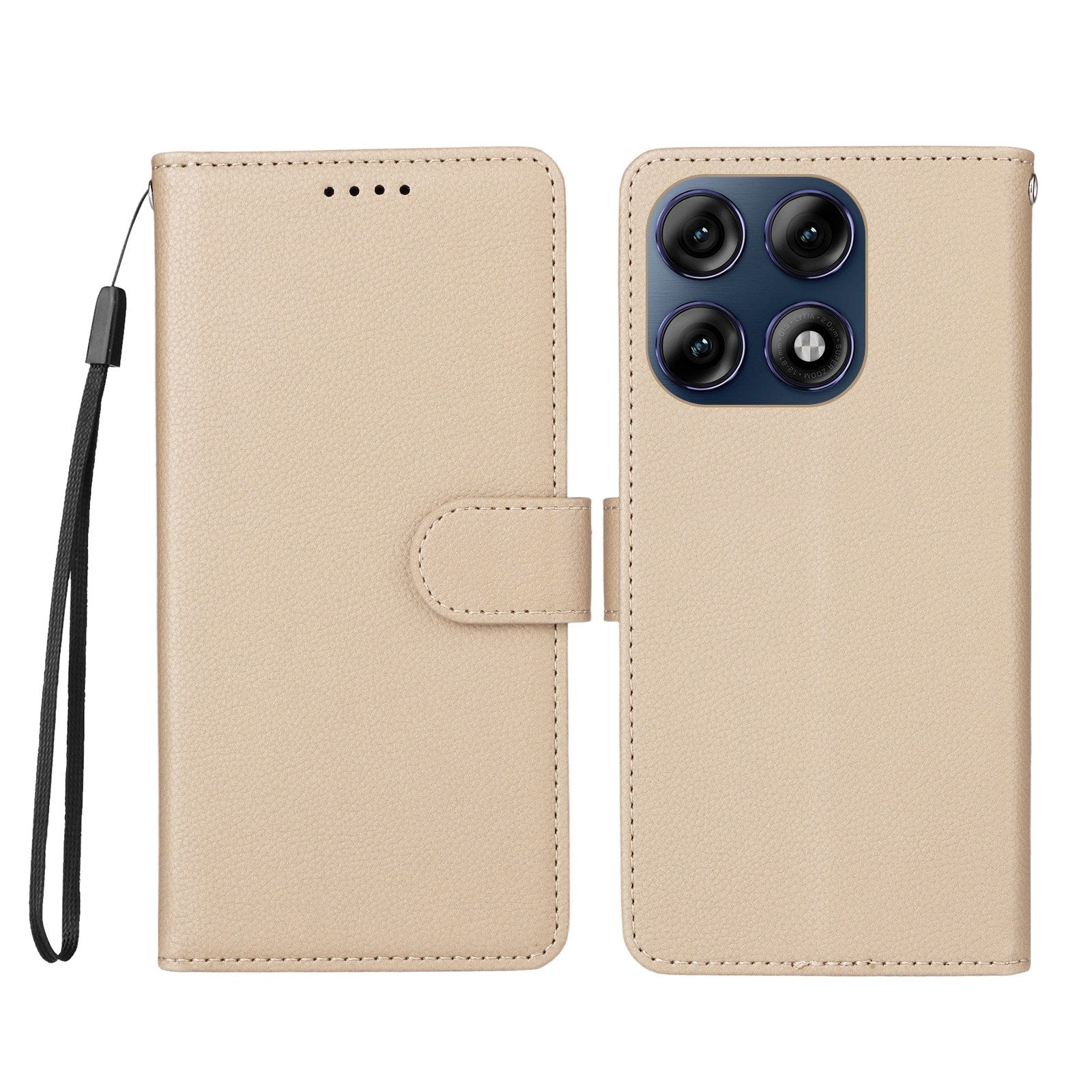Motorola Edge 70 Pro EIDERWOOD Kunstlæder Flip Cover m. Strop & Ståfunktion - Beige