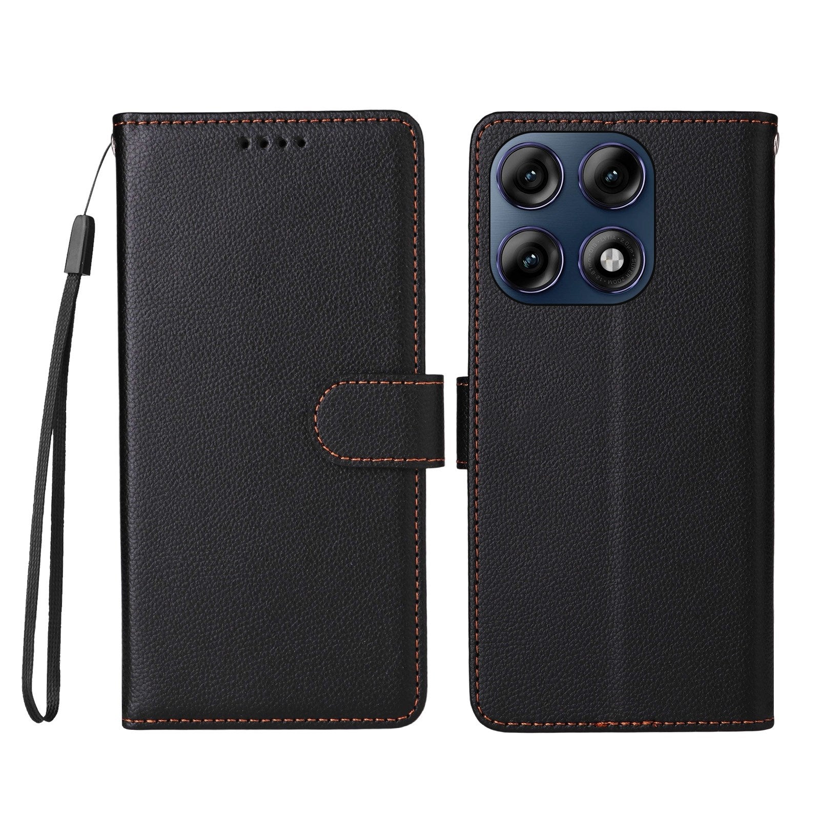 Motorola Edge 70 Pro EIDERWOOD Kunstlæder Flip Cover m. Strop & Ståfunktion - Sort