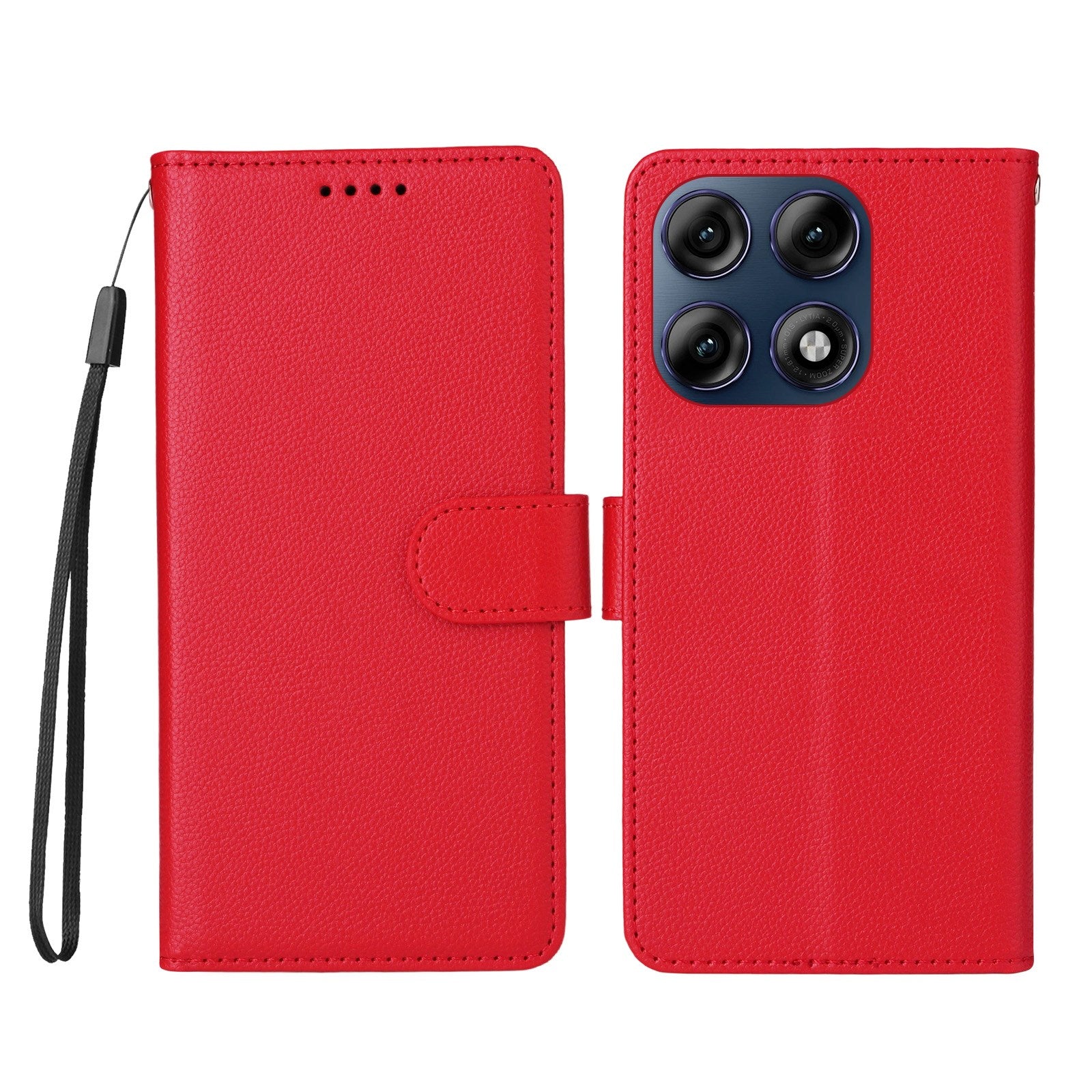 Motorola Edge 70 Pro EIDERWOOD Kunstlæder Flip Cover m. Strop & Ståfunktion - Rød